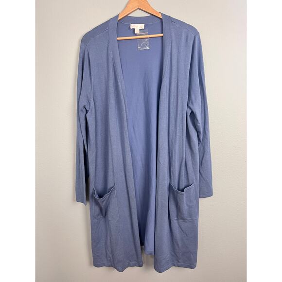 Belle by Kim Gravel Women's 1X Cardigan Sweater Feather Knit Open Front Duster - Picture 2 of 10